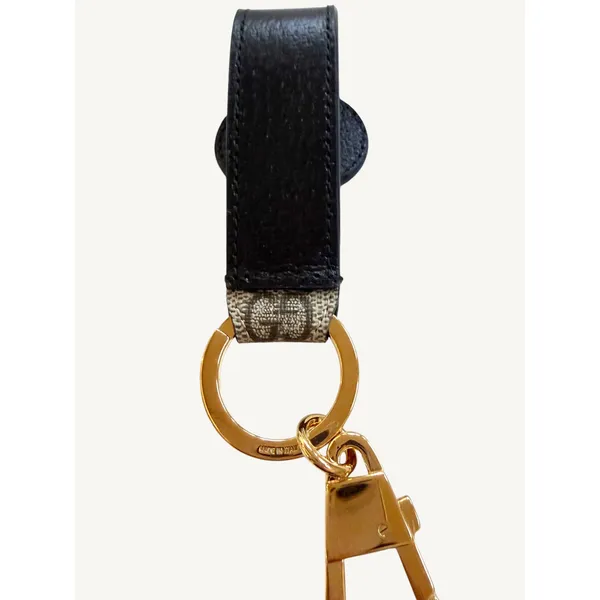 Gucci Interlocking G Keychain Ring Bag Charm GG Supreme Black Leather 701432 NIB - Image 7