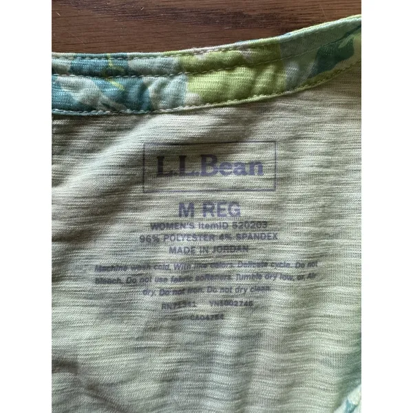 L.L. Bean Women Size M REG Green Sleeveless Tank Top‎ V Neck Stretch Logo Summer - Image 3