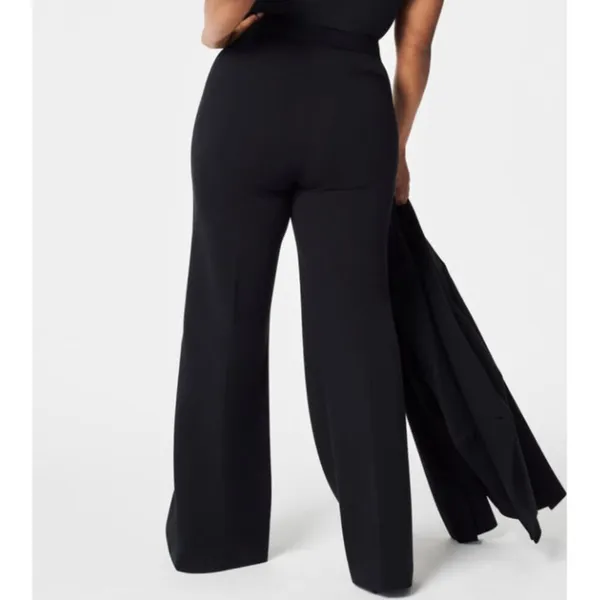 Spanx Ponte Button Front Wide Leg Classic Black High-Rise Waist Stretchy Trouser - Image 6