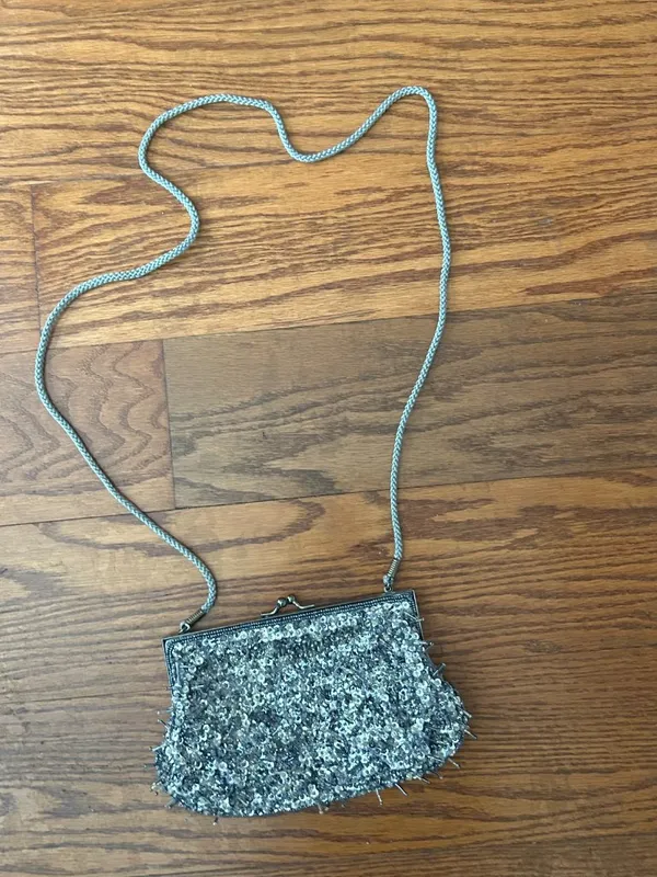 Vintage Inspired Beaded Sequined Evening Bag Detachable Rope Strap Clutch - Image 5