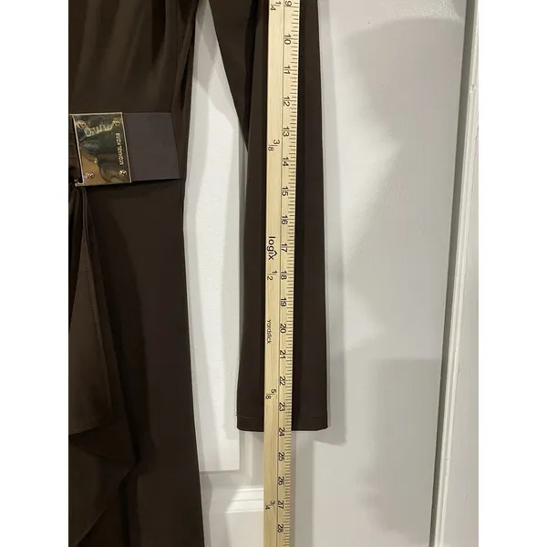 Michael Kors Faux Wrap Dress Brown Gold MK Buckle NWT M - Image 8