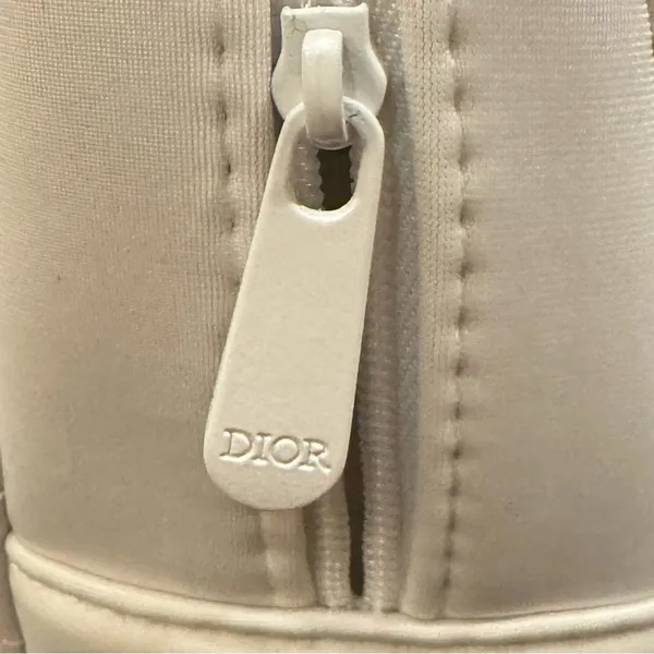 Christian Dior Quilted Cosmetic Makeup Zipper Bag Pouch Clutch - White - Image 6