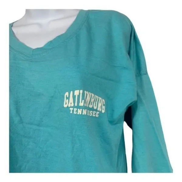 Sanjeev Gatlinburg Tennessee Long-Sleeve Unisex T-Shirt M Turquoise Cotton Blend - Image 2