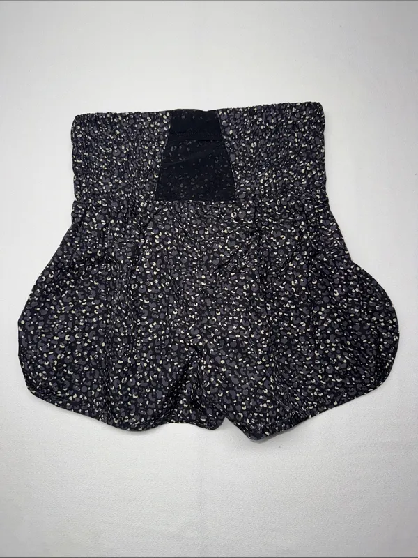 FP Movement by Free People Black Floral Smocked High-Waist Shorts - Image 3