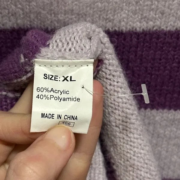 Purple Striped Sleeveless Knit Sweater Scoop Neck size XL - Image 4