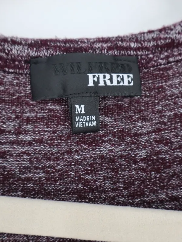 Wilfred Free Aritzia Dress Medoum Burgundy Marled Long Sleeve Scoop Neck Stretch - Image 4