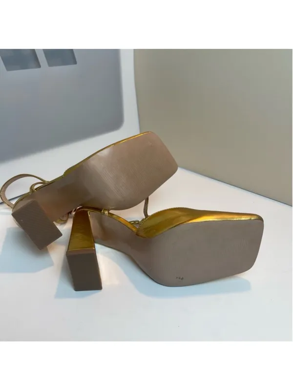 Steve Madden Women's Mosaic Gold Leather Sandals shoes Sz 6 Fairy - Image 11