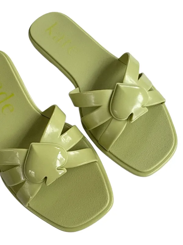 New In Box Kate Spade Sculpted Spade Jelly Sandals Bosc Pear Green Size 6 - Image 7
