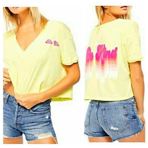 We The Free Yellow 'Be Kind' Short Sleeve Tee - Image 3