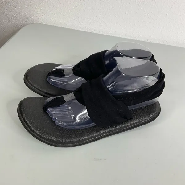 Sanuk Black Fabric Thong‎ Sandals Size 9 - Image 3