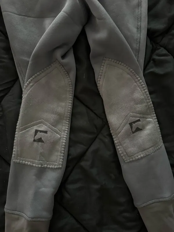 {RIDING SPORT} Knee Patch Gray Fleece-Lined Horseback Riding Breeches Leggings - Image 5