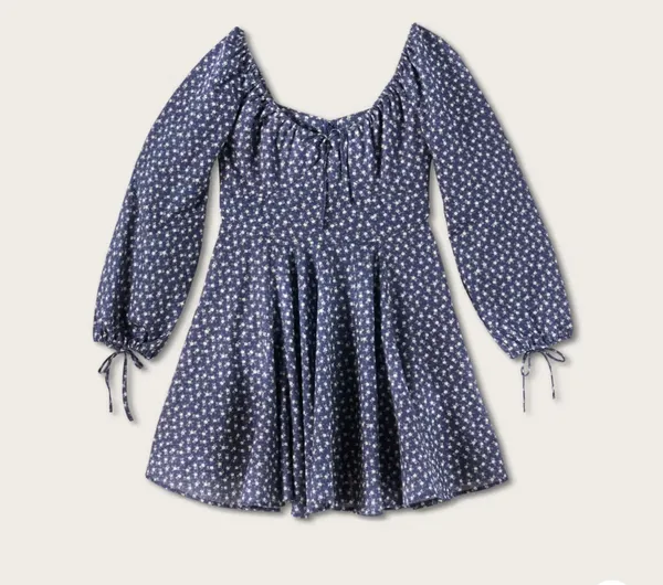 Tecovas Long Sleeve Mini Dress Blue - Image 4