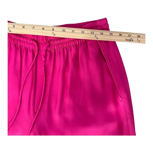 Zara Size-L‎ Women's Pants Pink Wide Leg Elastic Drawstring Waist Pull On - Image 4