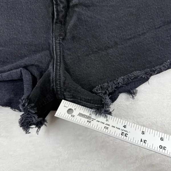 Abercrombie & Fitch 90s Relaxed Cutoff High‎ Rise Black Denim Shorts Womens 27 4 - Image 5