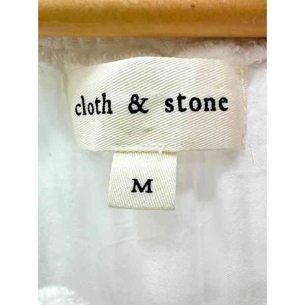Cloth & Stone White Short Sleeve Ruffle Tie Neck Mini Dress Size M Rayon Linen‎ - Image 5