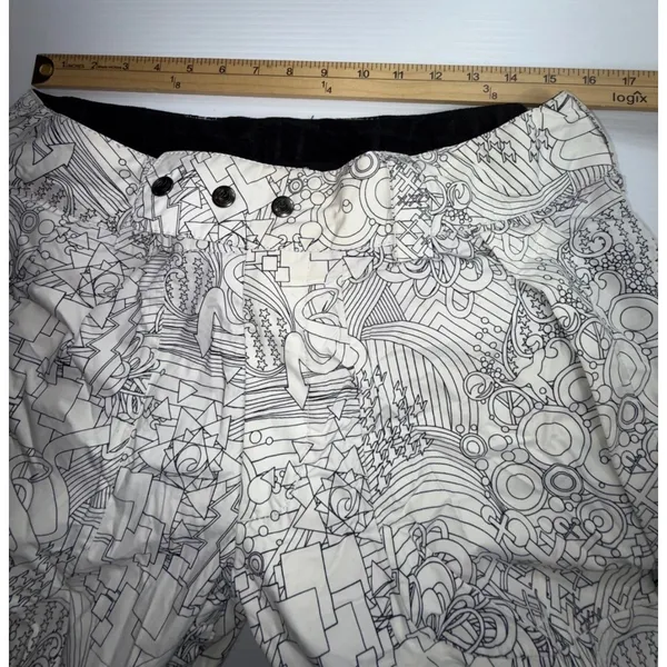 Trilogy Powder Room Women Ski Snowboard Pants L White Black Print 20K Waterproof - Image 6