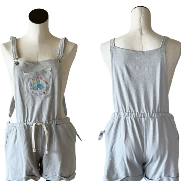 NWT DISNEY Dose of Disney Relaxed Sweat knit Shortalls Bib Overalls - Image 2