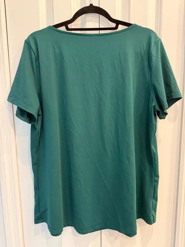Halara Square Neck Short Sleeve Casual Blouse - Rain Forest - Image 7