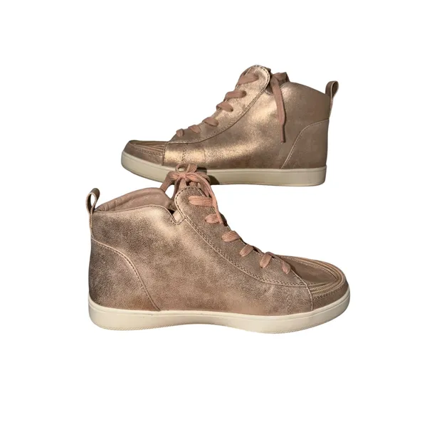 Billy Footwear Rose Gold Metallic Sneaker Lace Mid Top Wide Adaptive Shoes 8W - Image 2
