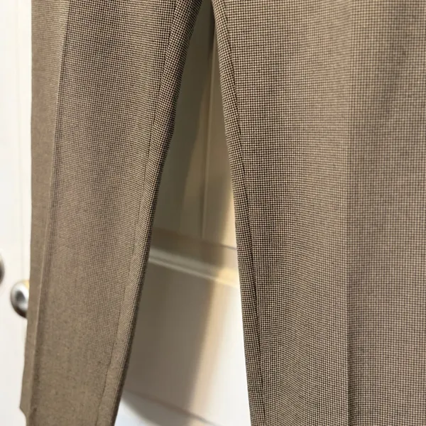 Eleven Luxe Dress Pants 10 Brown Micro Houndstooth High Waist Straight Leg Zip - Image 9