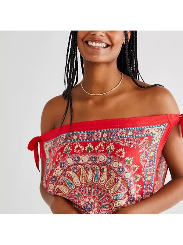 Free People Mandala Tank Red Paisley Festival Top Size Medium - Image 3