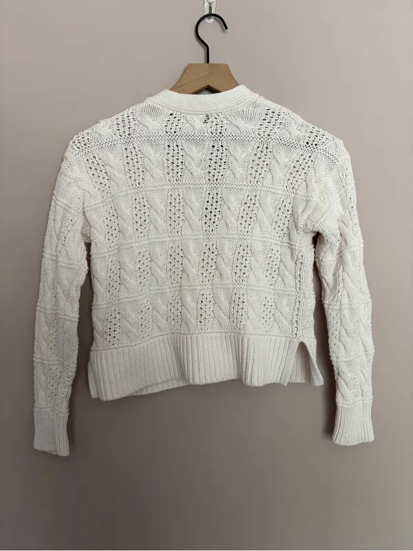 Madewell Open Cable-Stitch Cardigan Sweater Ivory XS - Image 4