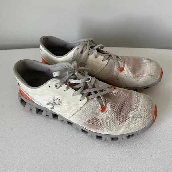 On Cloud X 3 Ivory, Grey, Orange Running Shoes Sneakers Women's Size 10 - Image 4