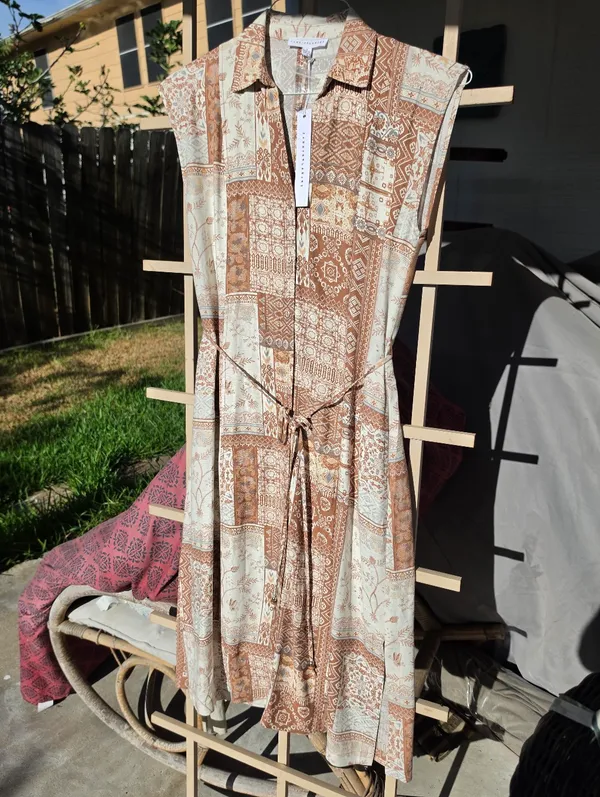 NWT Jane + Delancey Linen Blend Western Print Style Midi Dress Small - Image 2