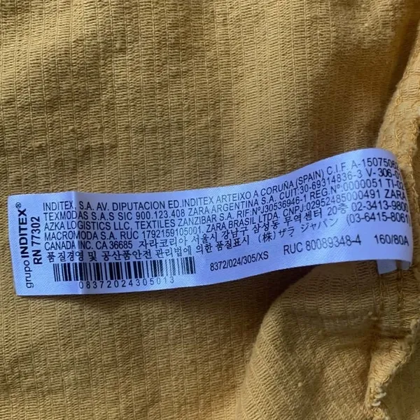 Zara Corduroy Shacket Women XS Mustard Yellow Frayed‎ Hem Boho Utility Core - Image 7