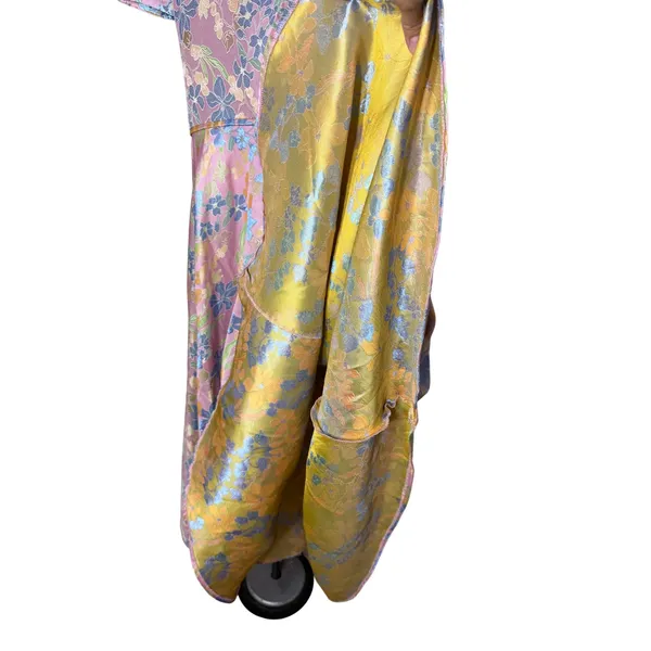 IEENA for Mac Duggal Pink Floral Brocade One Shoulder Bow Maxi Dress 10 - Image 9