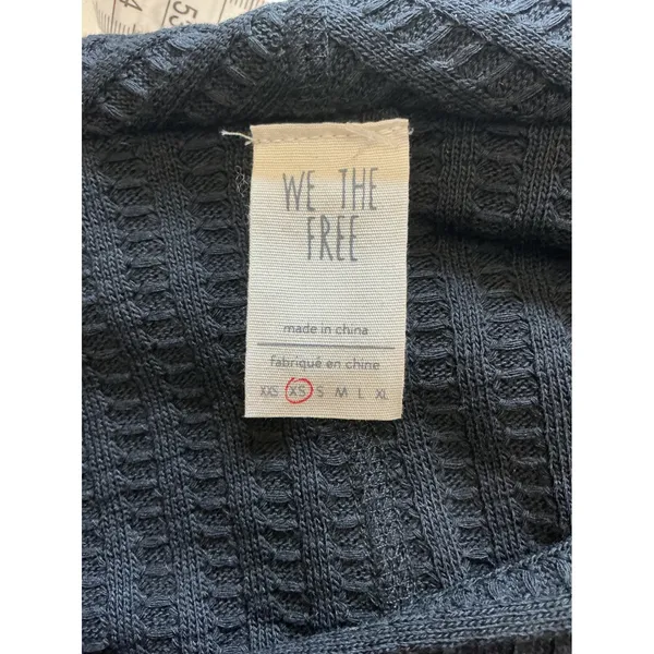 We The Free Free People Black Waffle Knit Cowl Neck Thermal Top XS - Image 7
