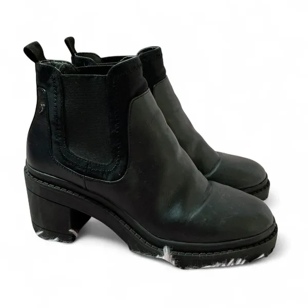 Black Lug Sole Chelsea Boots Chunky‎ Heel Platform Ankle Booties Women's Shoes - Image 3