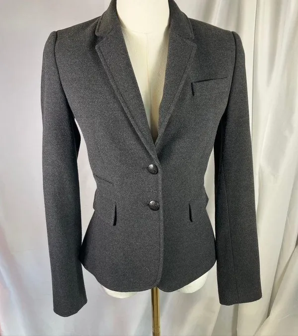 Cremieux Gray Wool Blend Blazer Jacket Women's 0 Business Career Tailored Fitted - Image 11