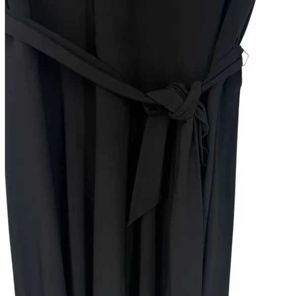 Lauren Ralph Lauren Black Mock Neck Belted Classic Fit &‎ Flare Midi Dress Sz 10 - Image 6