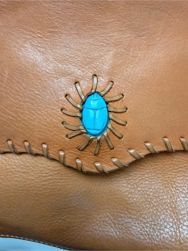 Rebecca Minkoff Western Boho Leather Crossbody | Turquoise Detail‎ | Saddle Tan - Image 4