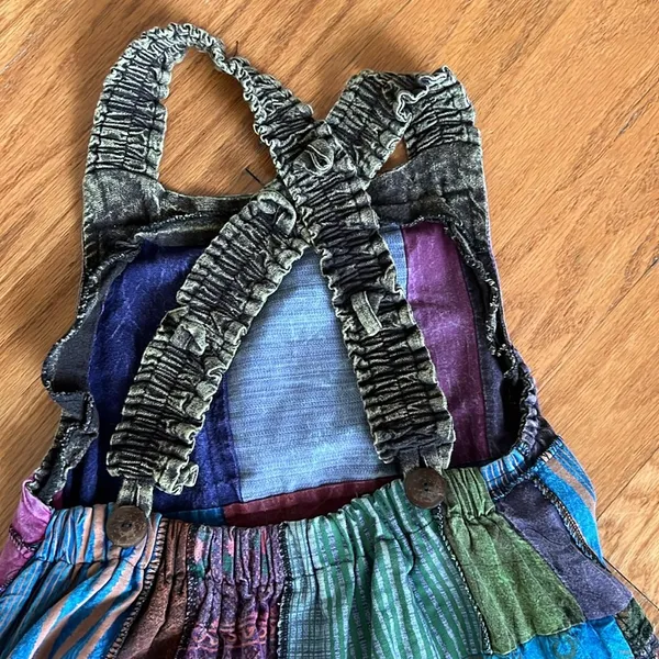 Boho Patchwork /One of a kind Romper Blue - Image 4