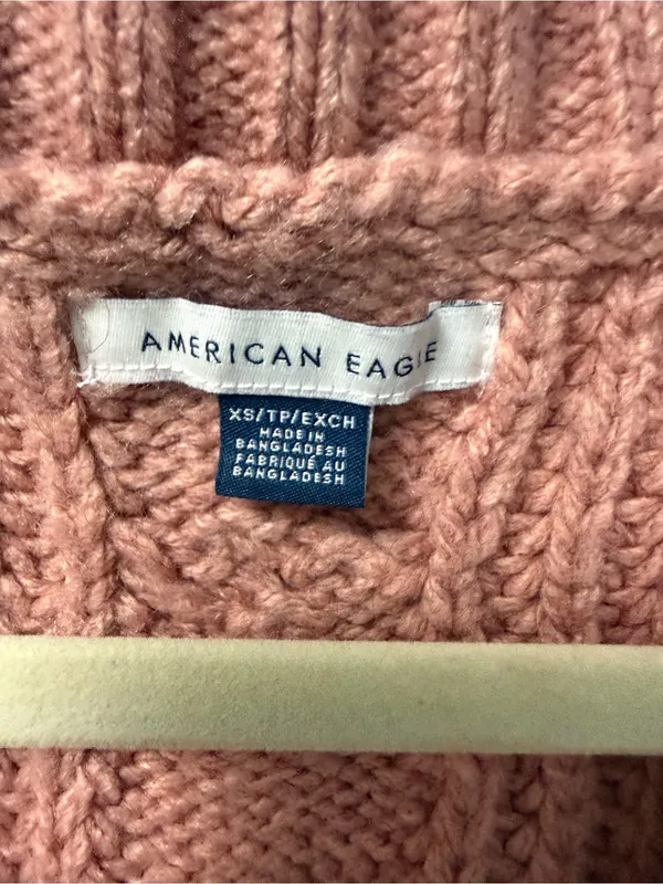 American Eagle Outfitters Dusty Rose Cable Knit V-Neck Sweater Vest - Image 2