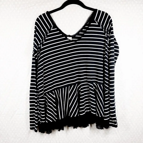 Free People We The Free‎ Black White Striped Stargazer Ribbed Top - Image 2
