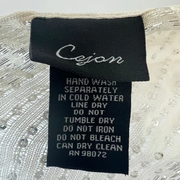 Cejon Silver Sequin Metallic Striped Woven Ivory Scarf Shawl Wrap Womens NWOT - Image 8