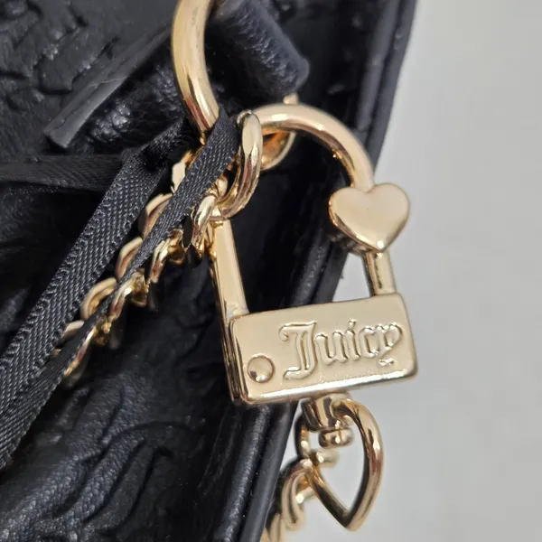 Juicy Couture Embossed Black and‎ Gold Clutch with Chain Strap - Image 3