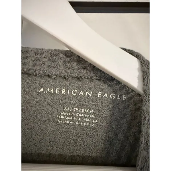 American Eagle green waffleknit oversized seam front top xs - Image 4