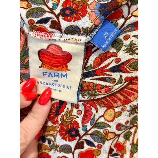 FARM Rio Amie Floral Wide-Leg Knit Pants Multicolor Anthropologie XS - Image 5
