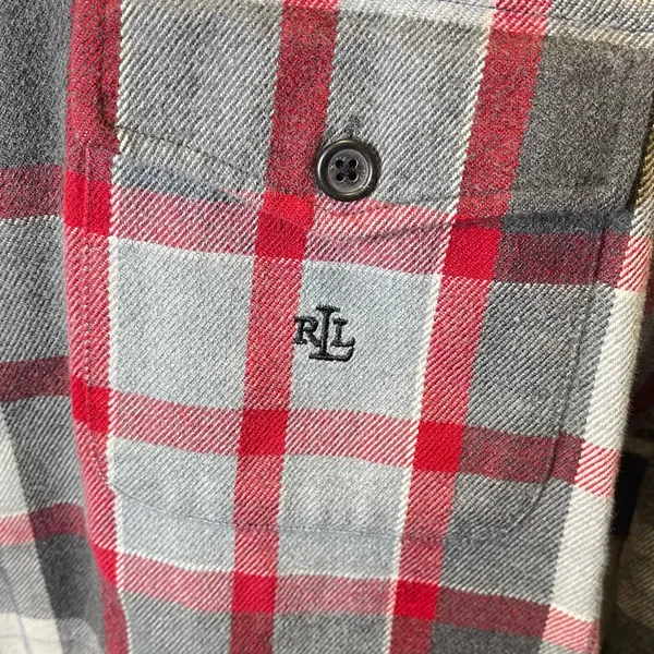 Lauren Ralph Lauren Women's Plaid‎ Flannel Gray Red Pullover 1/4 Zip Size Medium - Image 4