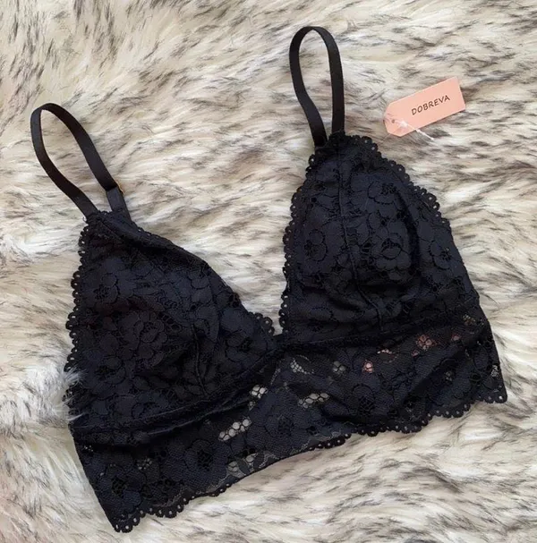 NWT Lace Longline Strappy Bralette Small Black - Image 5