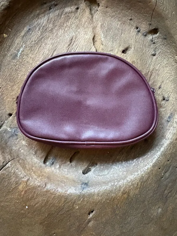Etienne Aigner Vintage oxblood burgundy leather? cosmetics pouch makeup bag travel 1980s - Image 5