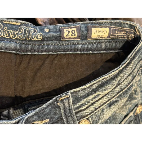 Miss Me Embellished Bling Bootcut Jeans Low Rise 28x34 (28x30) Western Y2K BKE - Image 4