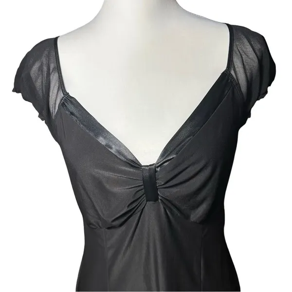 Bisou Bisou Intimates Black v - Neck Top with Sheer Details Sz Large - Image 4