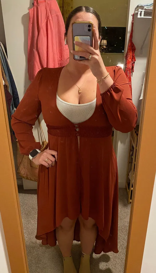 These Three Boutique Orange Rust Cardigan - Image 4