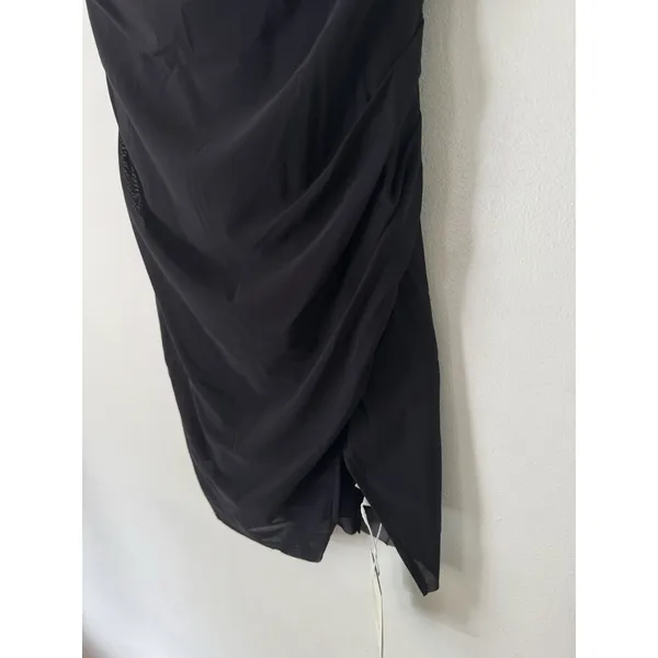 NWT Halara Black Chiffon Ruched Spaghetti Strap Mini Dress Size Large - Image 5