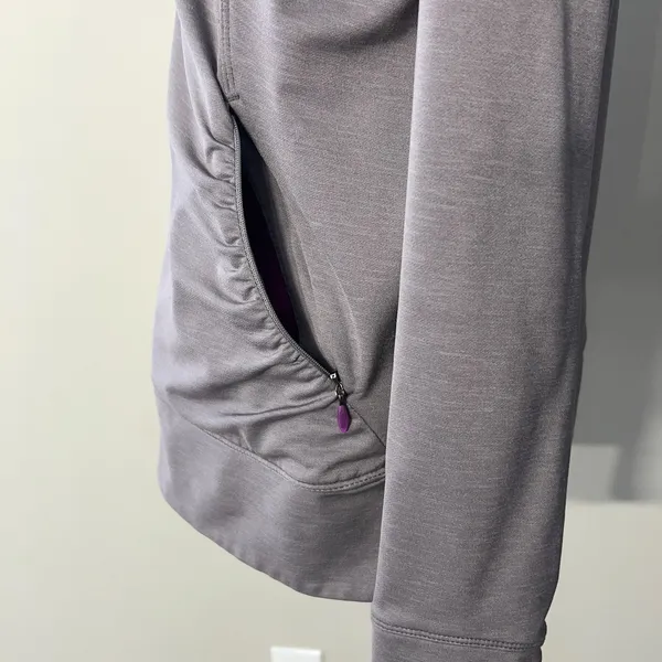 Salomon Hoodie Jacket Women Large Gray Ruched Full Zip Hiking Running Athleisure - Image 12